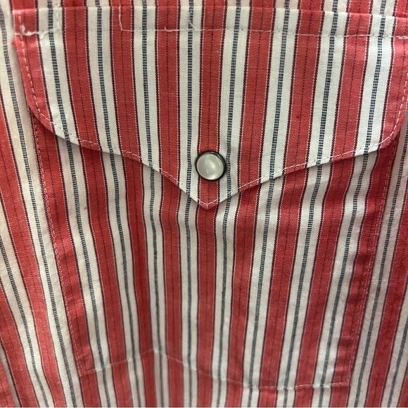 PANHANDLE SLIM Men's Western Pearl-Snap Short-Sleeve Shirt Red and White neck 18 - Picture 2 of 7